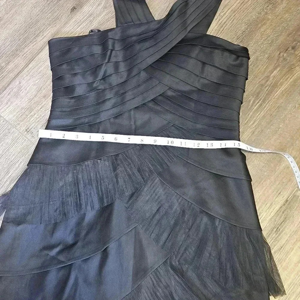 BCBG Maxazria Black Multilayered Satin Tulle Formal Mini Dress Sz 8 Evening Wear - Picture 10 of 13